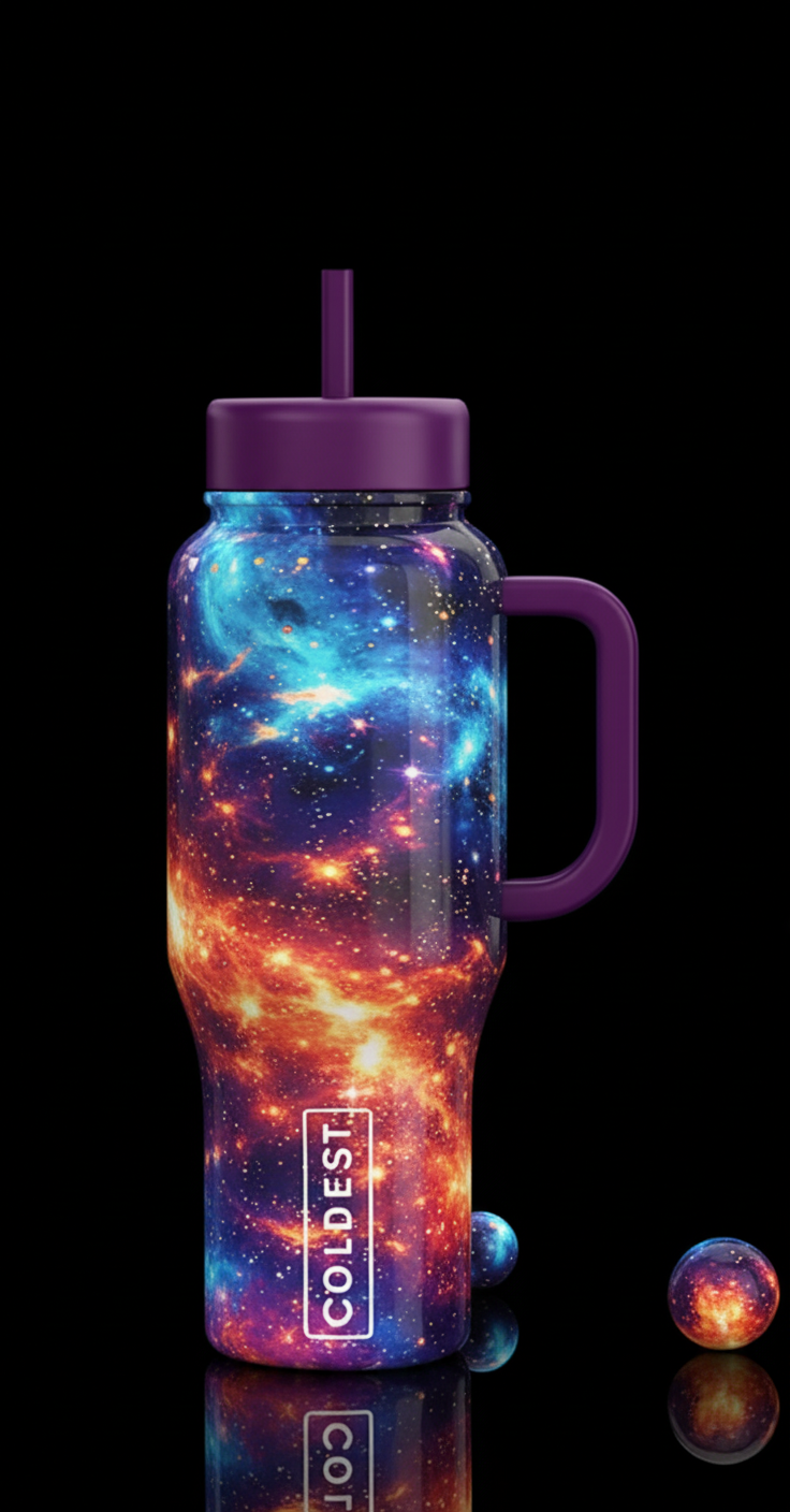 nebulae snow water bottle design