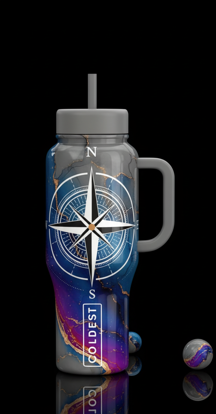 Sting Ray Grey compass water bottle design