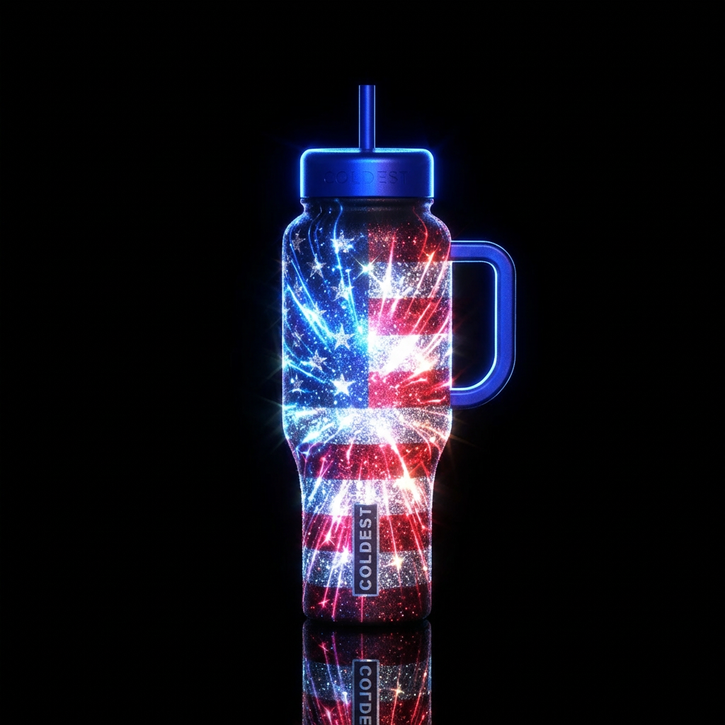 USA, glowie, sparkly, shiny, beautiul, vibrant, el... water bottle design