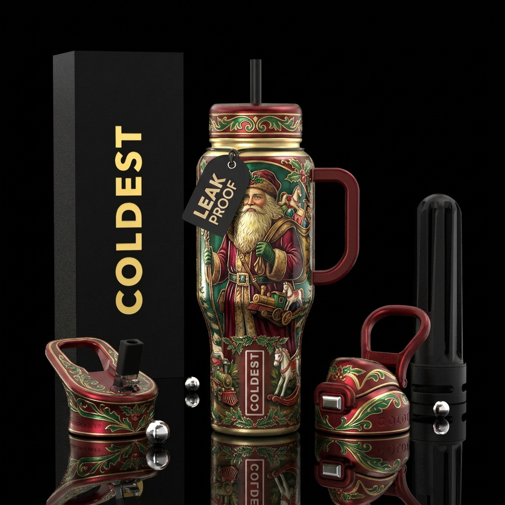 Old world Christmas, St Nick,, shiny, beautiul water bottle design