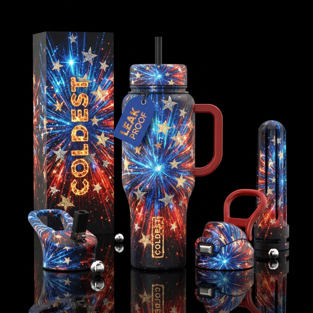 USA, sparkly, shiny, beautiul, vibrant, firery, ex... water bottle design
