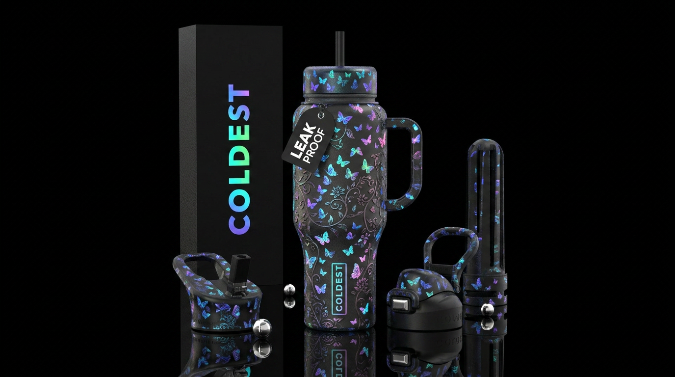 Baby butterflies, glowie, vibrant, beautiul water bottle design