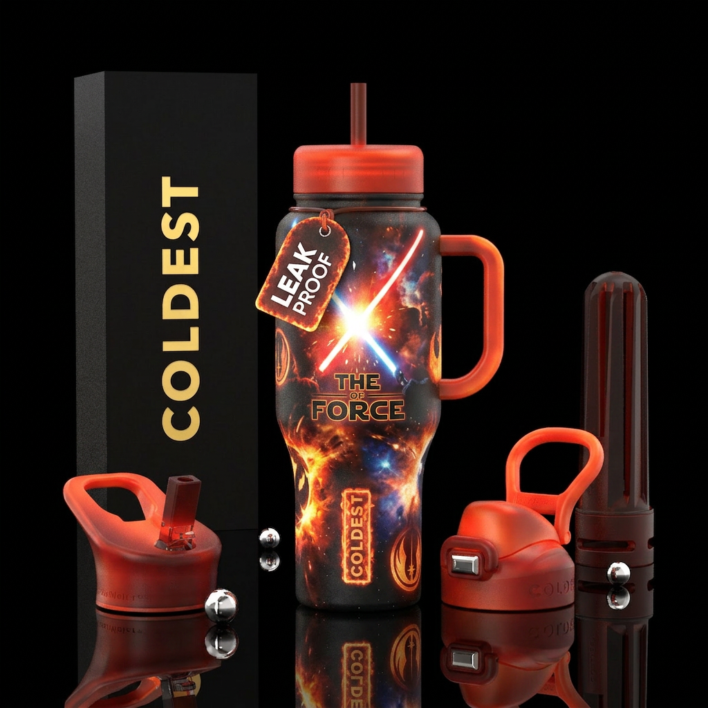Star Wars, the force, vibrant, firery, explosive, ... water bottle design