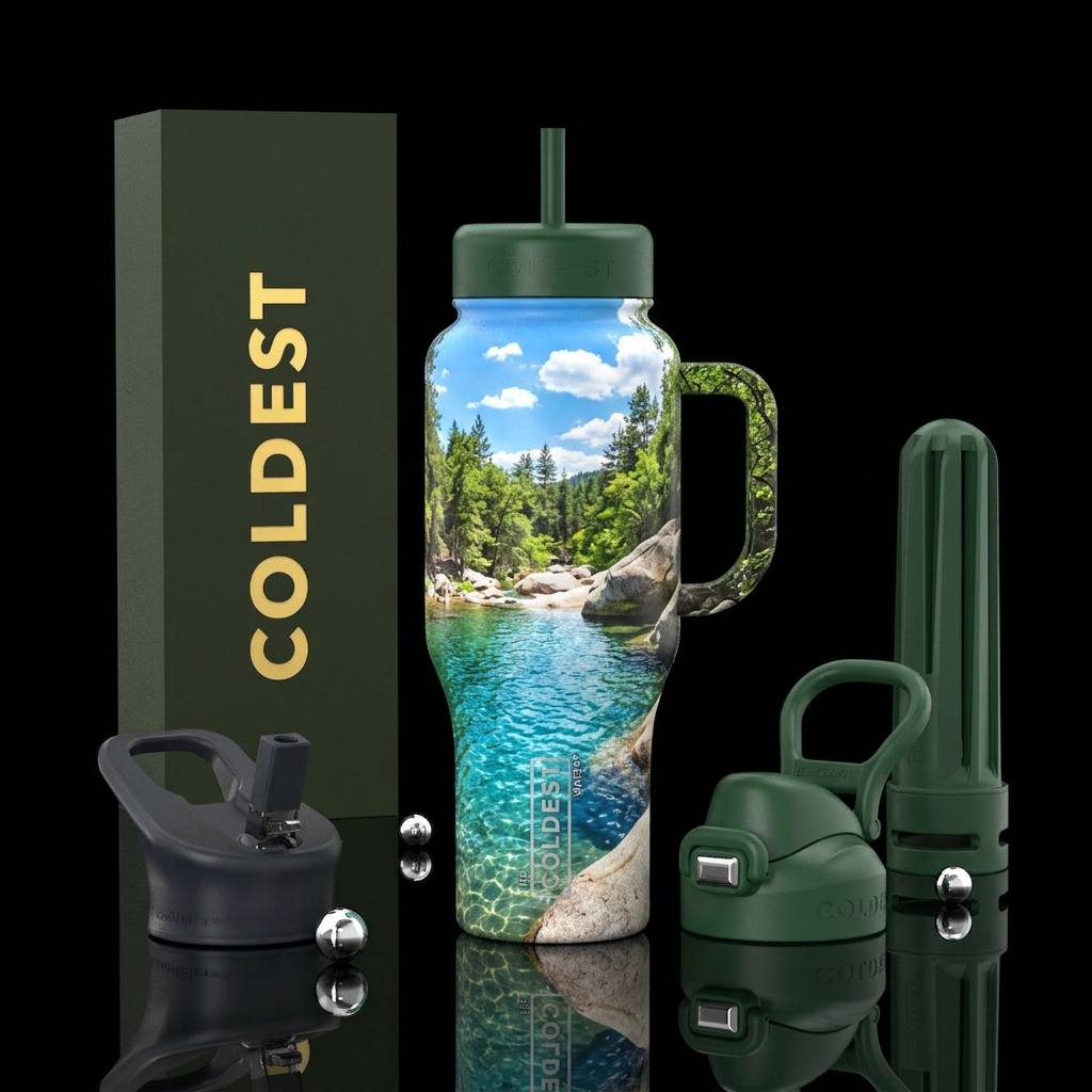 Secret swimming hole water bottle design