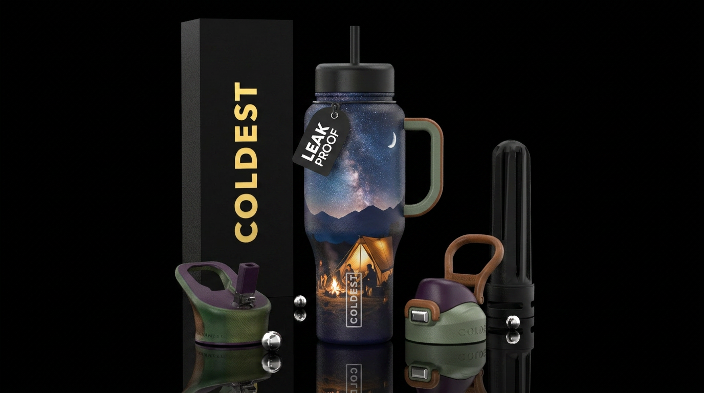 Camping under the stars water bottle design