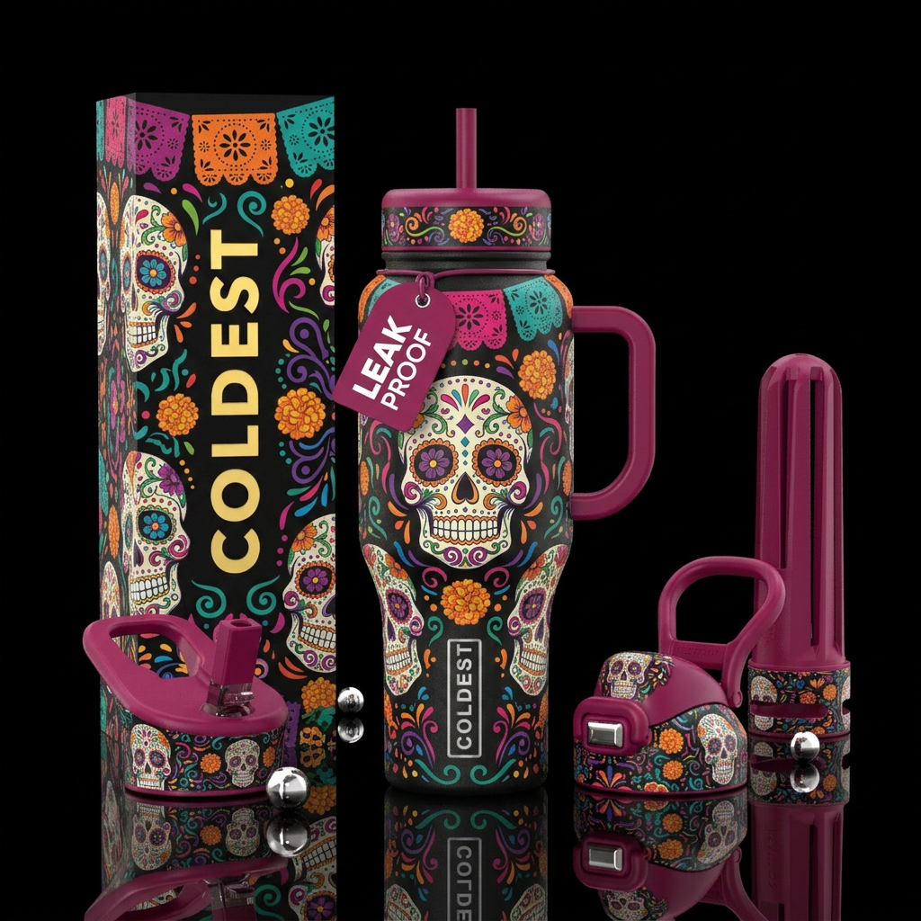 Day of the Dead water bottle design