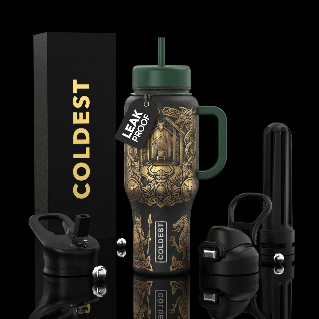 Valhalla, vikings water bottle design