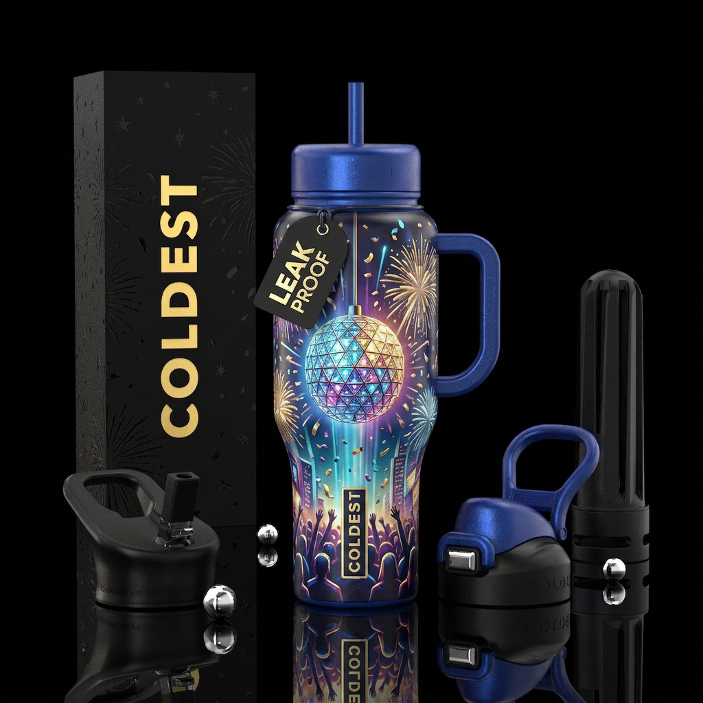 NYC New Yeays Eve Ball Drop water bottle design