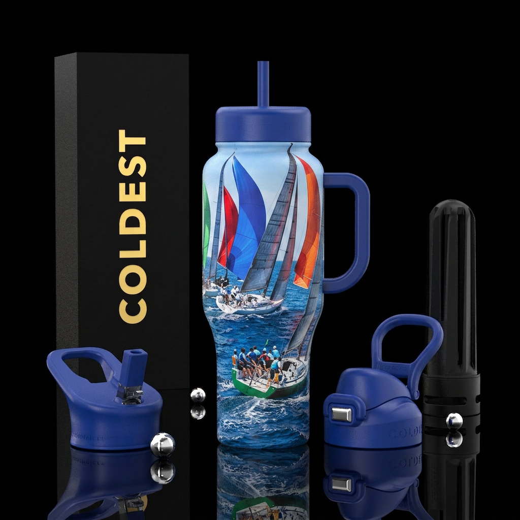 Sailboat racing water bottle design