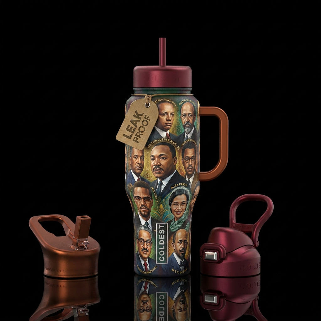 Civil Rights Leaders: Carter G. Woodson, Charles H... water bottle design