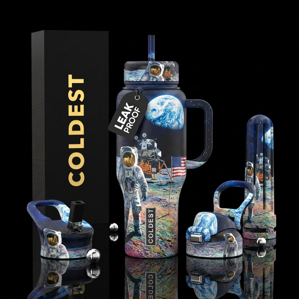 Moon Landing water bottle design