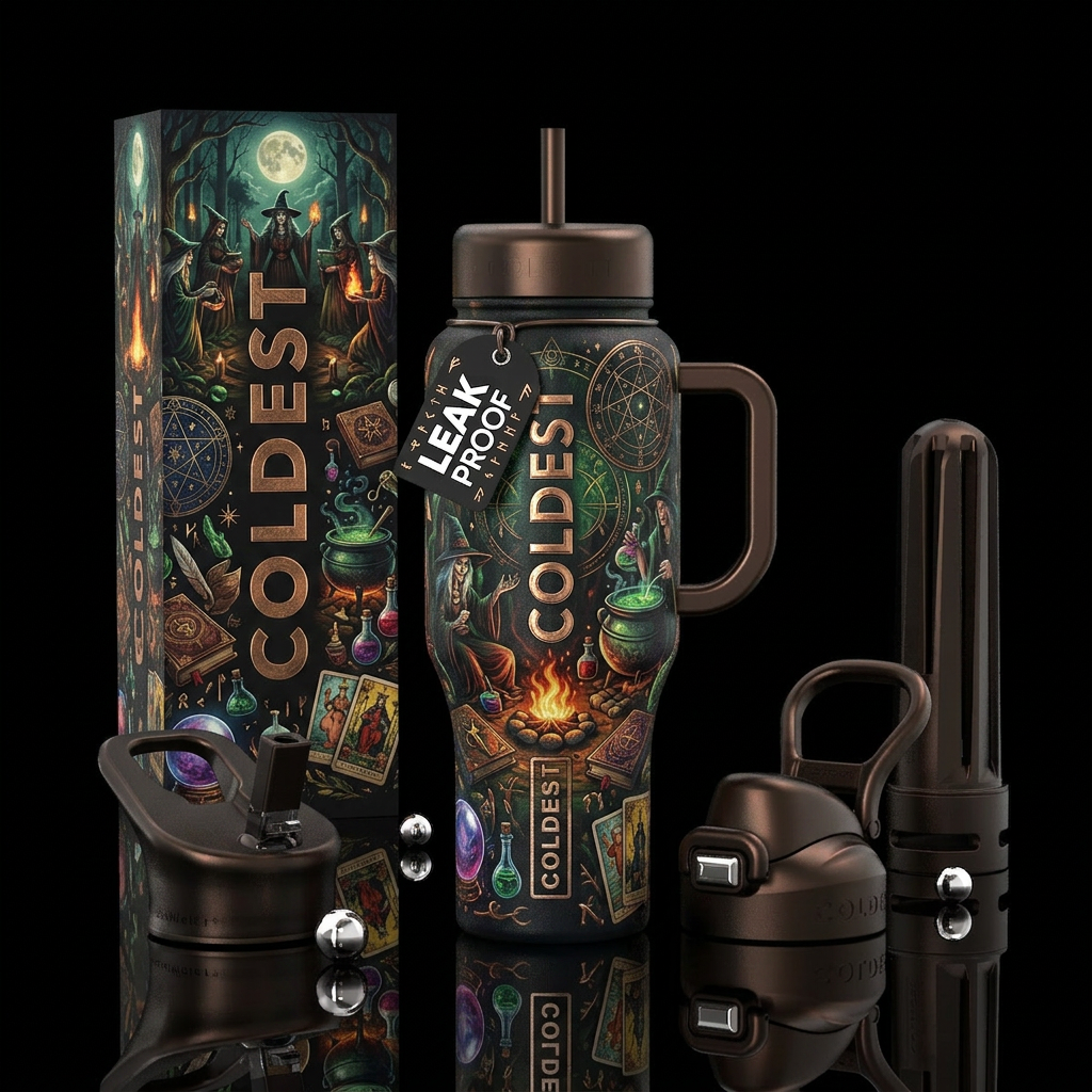 Ancient witches and witchcraft water bottle design
