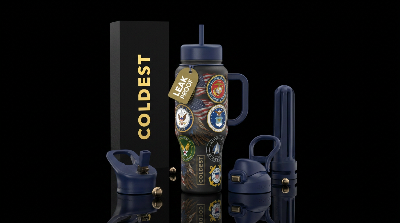 Branches of the U.S military:Army, Marine Corps, N... water bottle design
