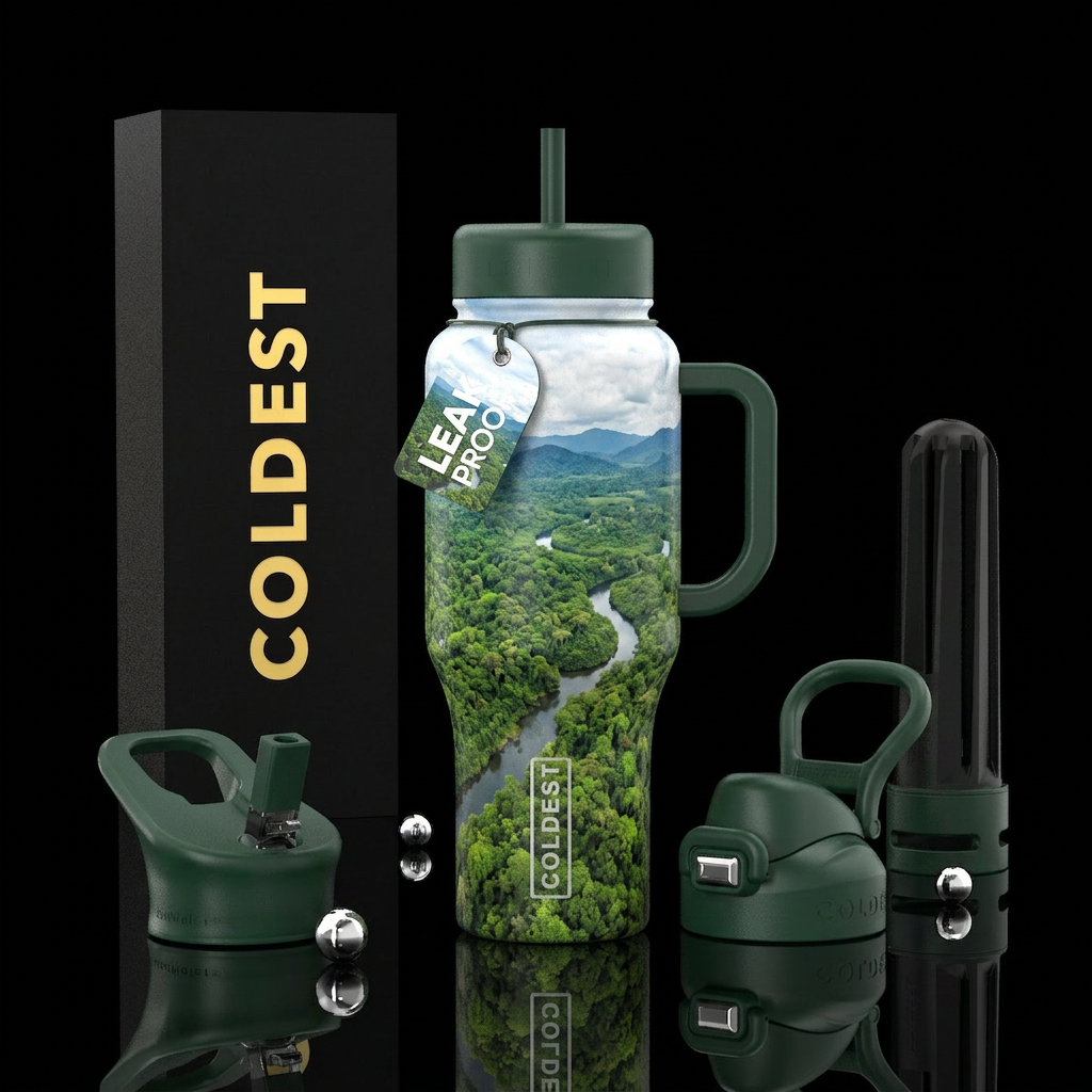 Through a birds eye in the Sky water bottle design
