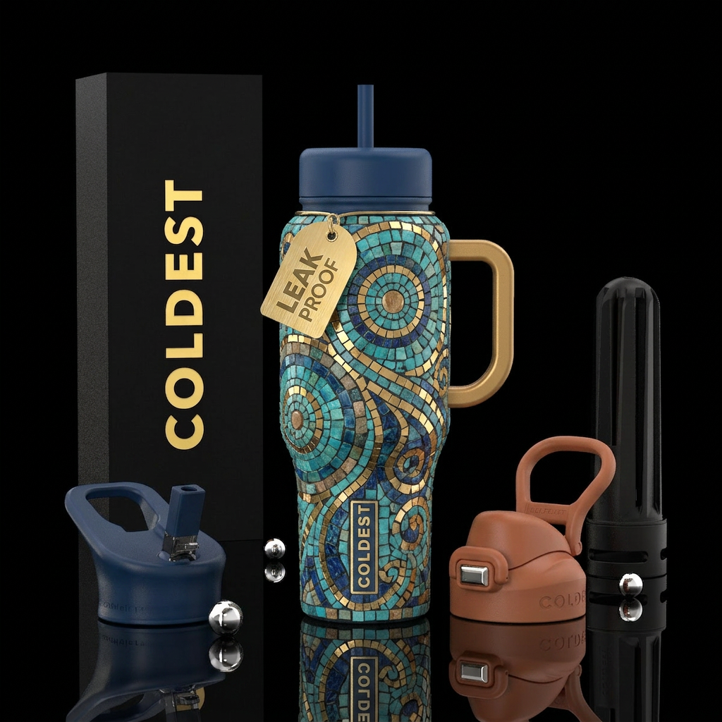 Mosaic water bottle design