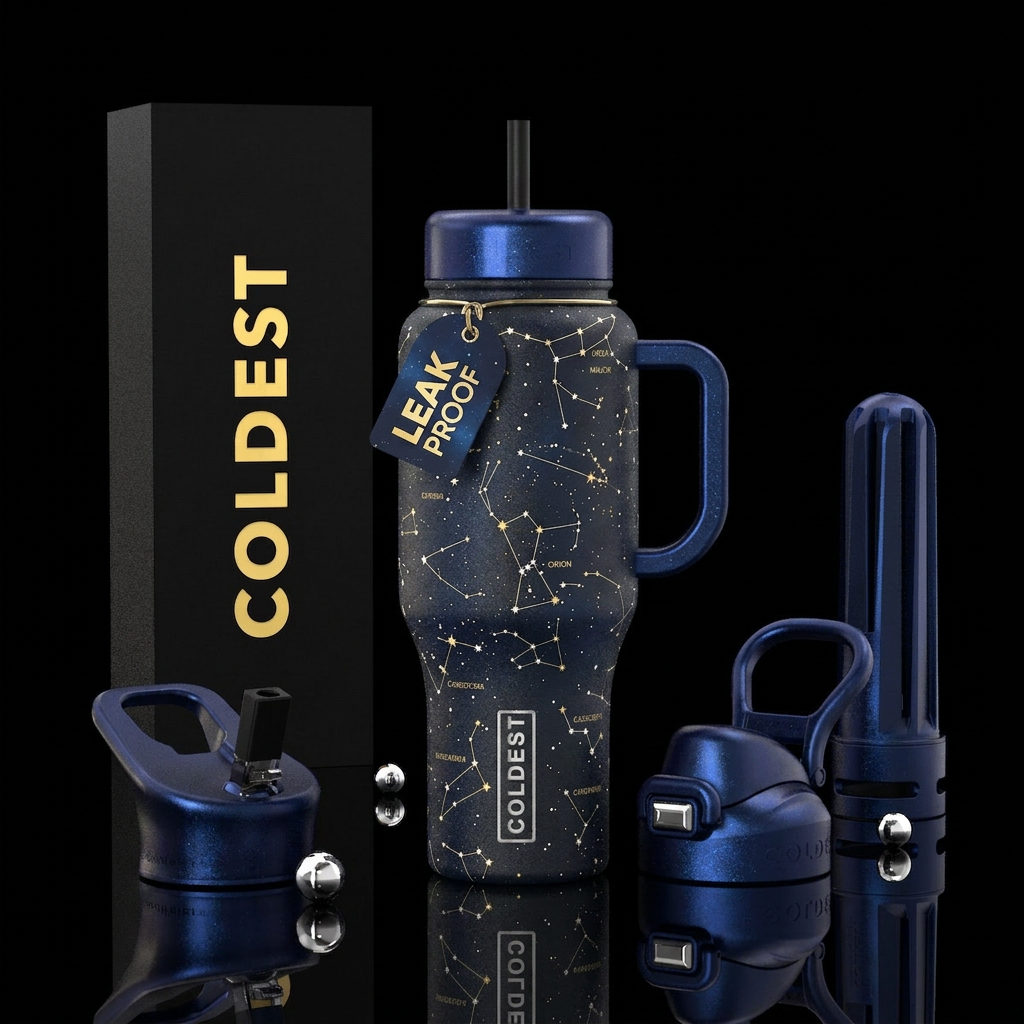 Constellations, star gazing water bottle design