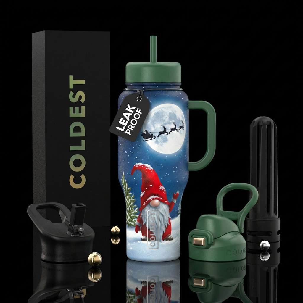 Christmas gnome water bottle design