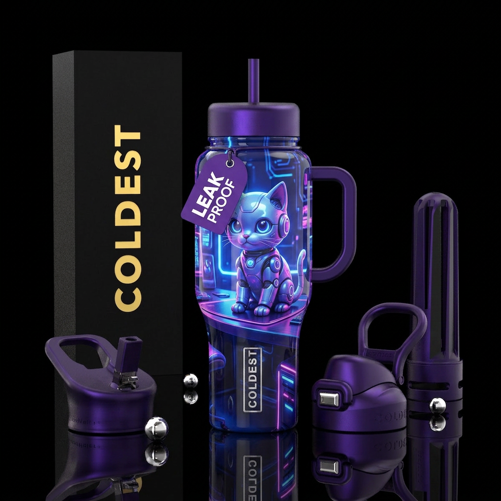 Robot cat water bottle design