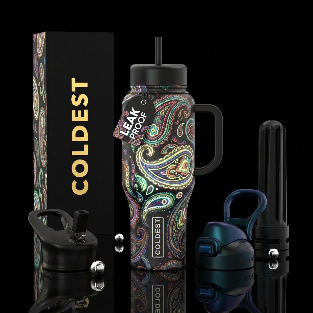 Glowie paisley water bottle design