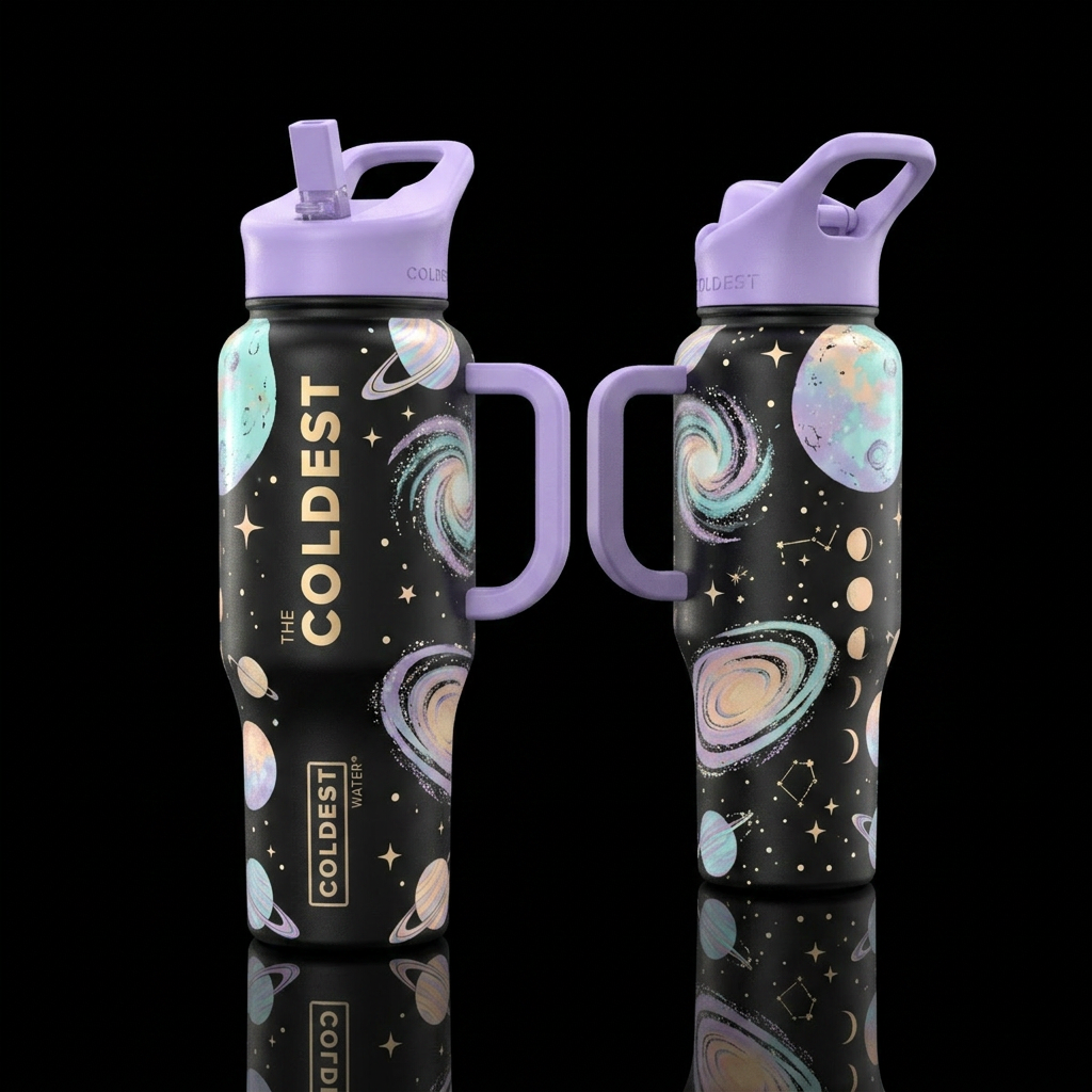 Pastel space water bottle design