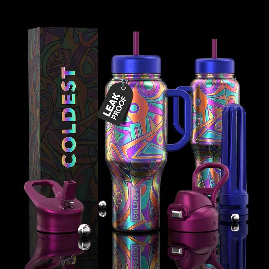 70's vibe water bottle design