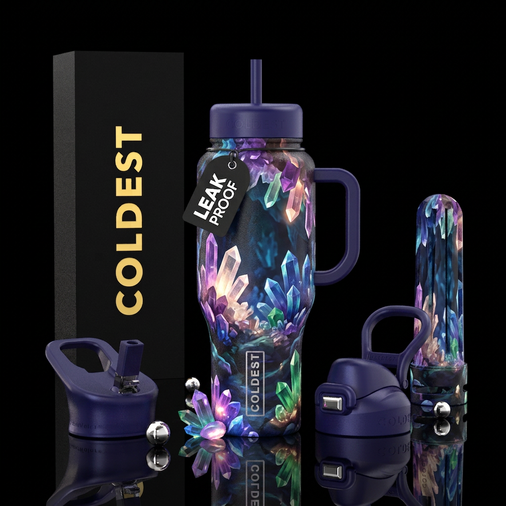 Glowie Crystals water bottle design