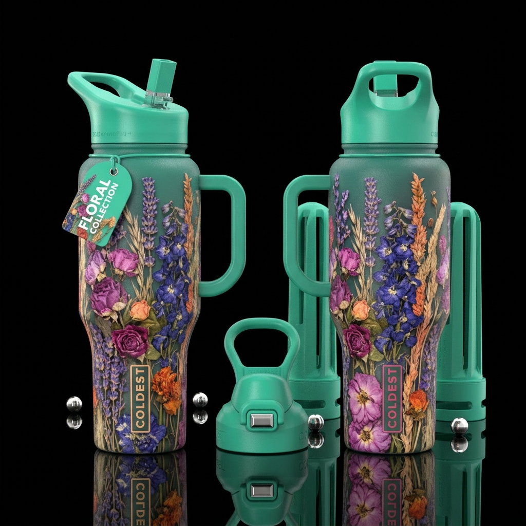 Flowers water bottle design