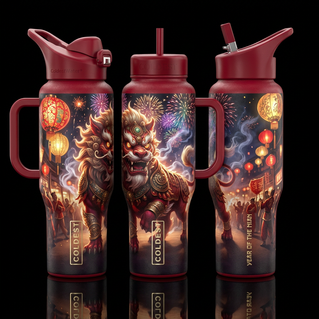 Nian (niánshòu) water bottle design