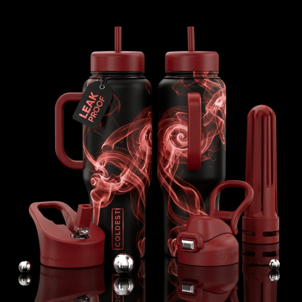 Smokey Red water bottle design