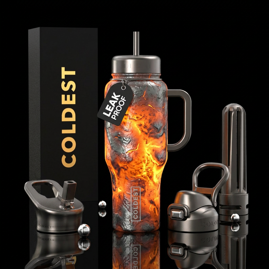 Molten steel water bottle design