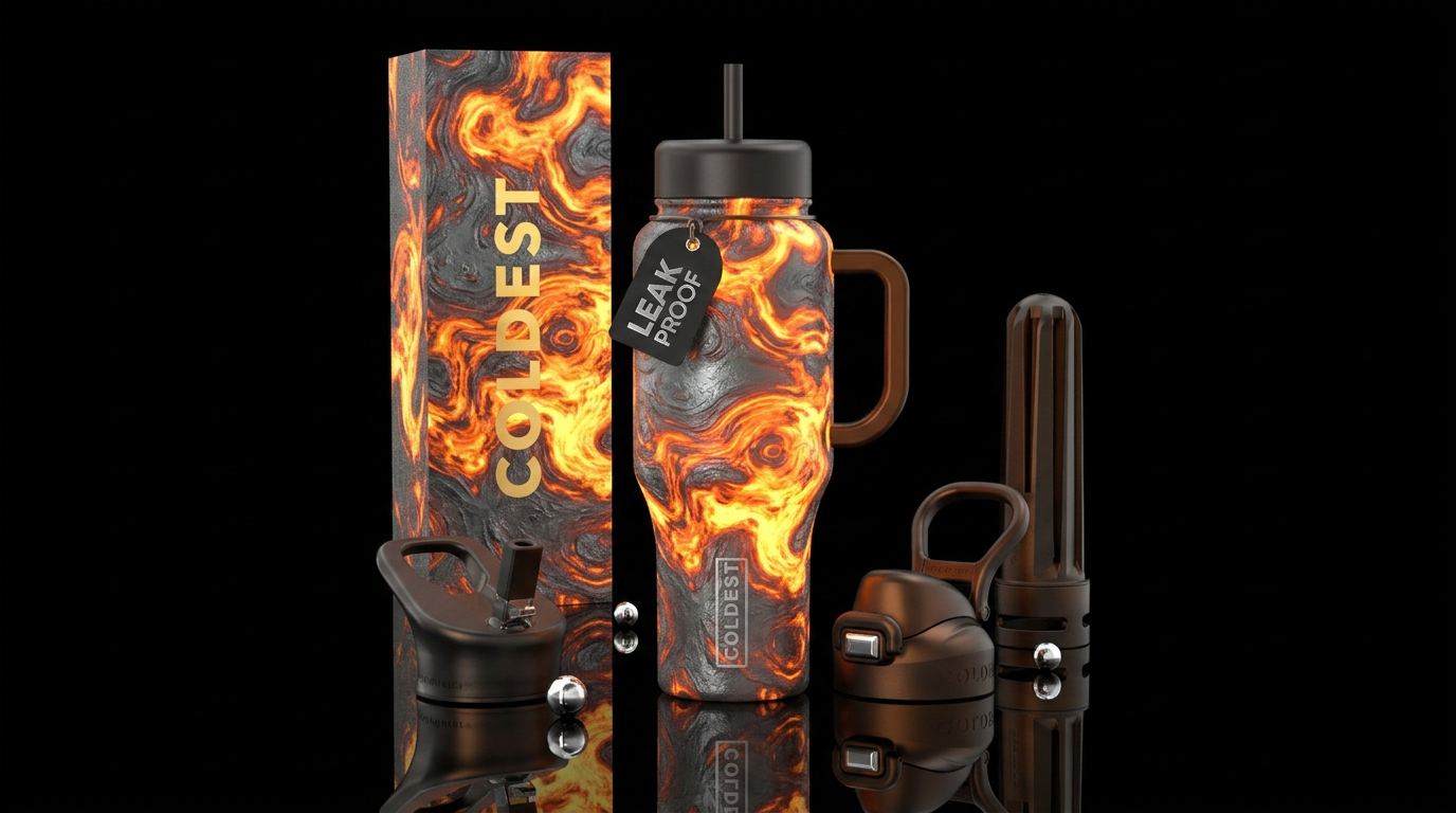 Molten steel water bottle design