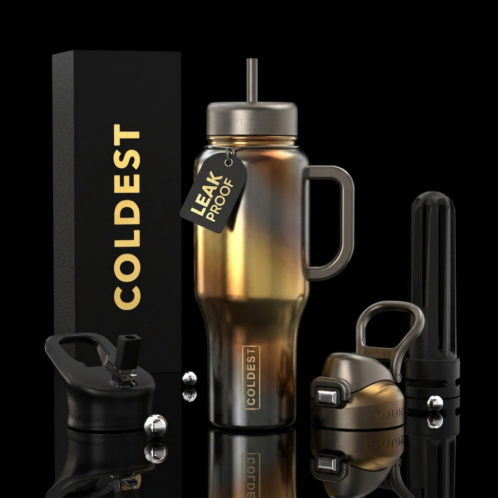 Clash of the titans metallic gold bronze pewter water bottle design