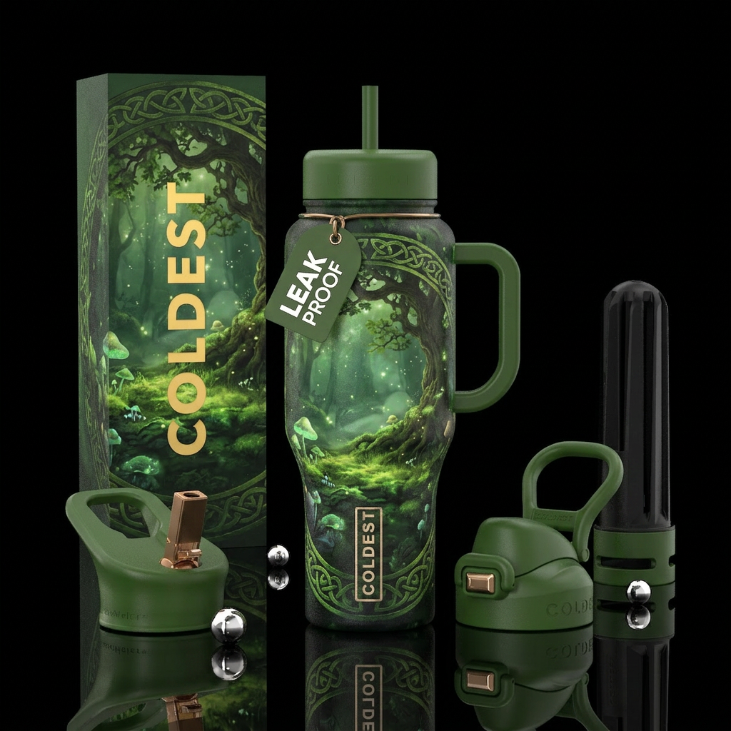 Ireland green fairy circle fantasy water bottle design