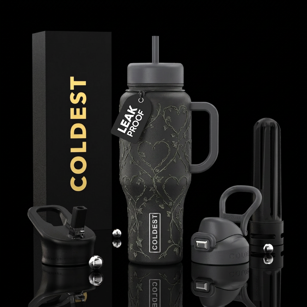 Twisted ivy hearts water bottle design