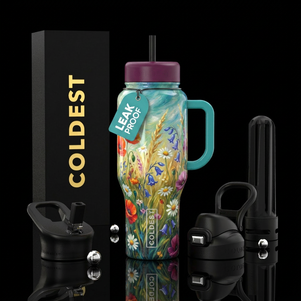 Wildflower meadow swirl breeze water bottle design