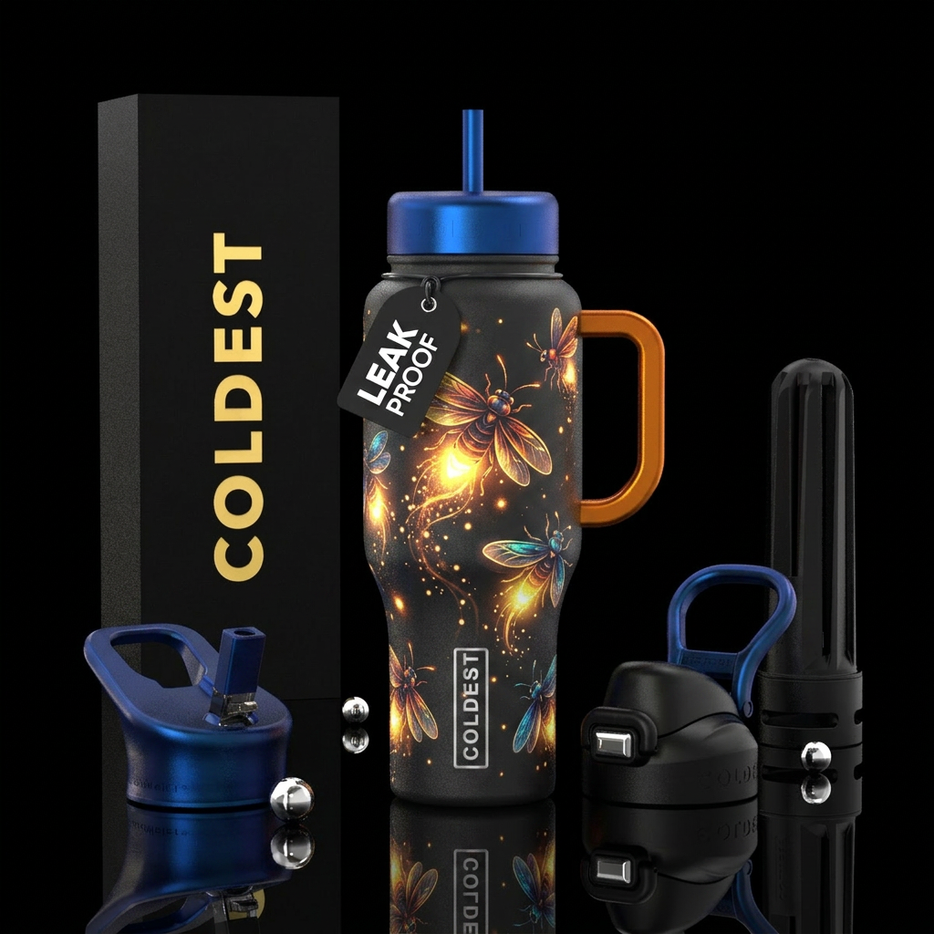Fantasy firefly water bottle design