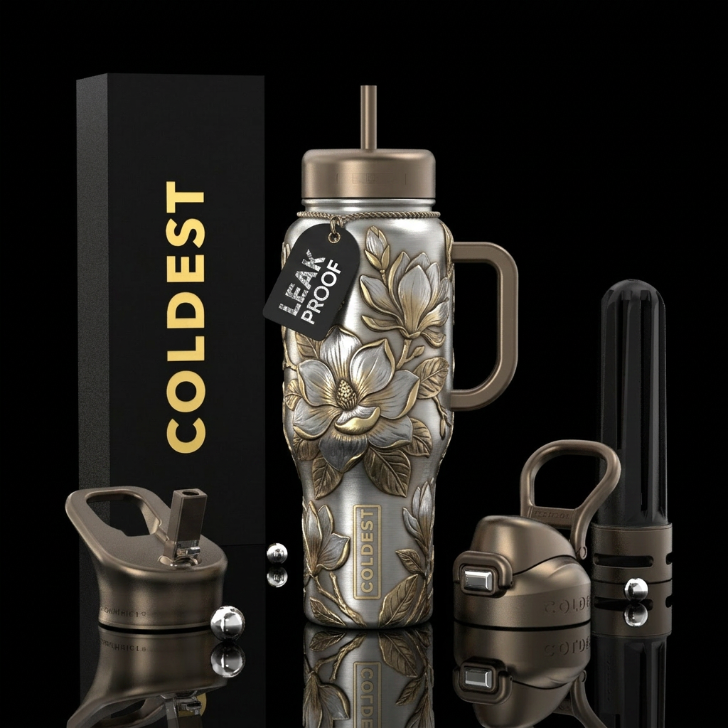 Steel magnolias water bottle design