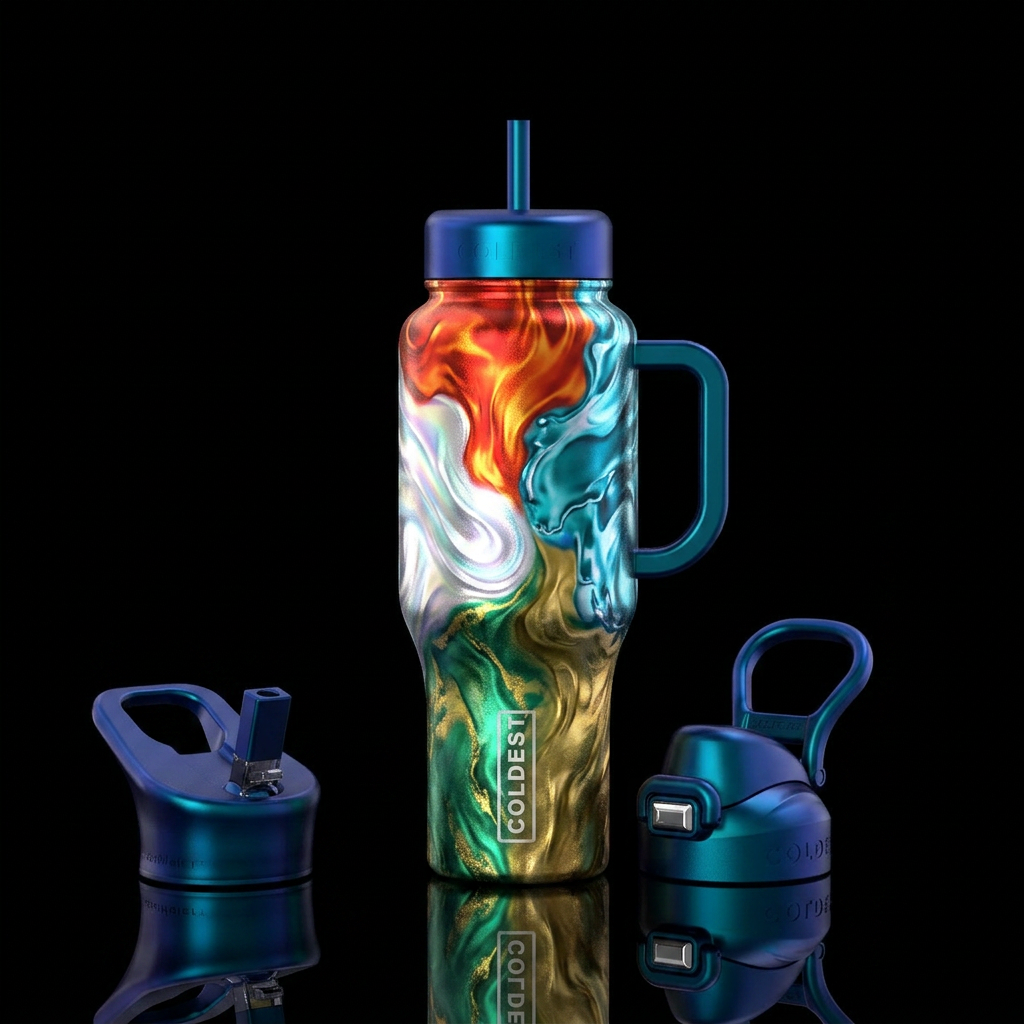 Four elements metallic water bottle design