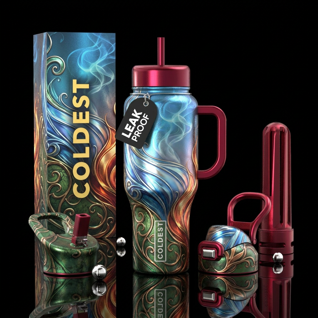 Four elements metallic water bottle design