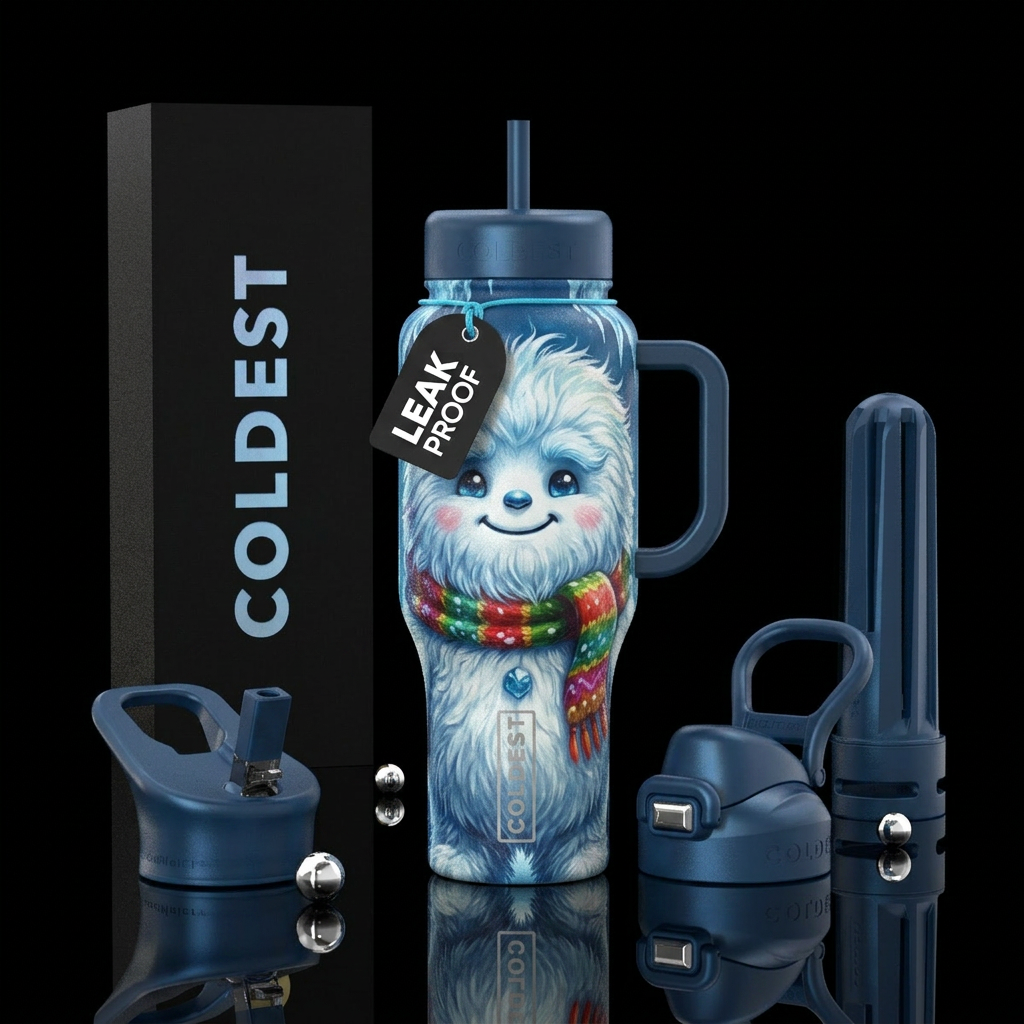 Abominable snowman whimsical cute water bottle design