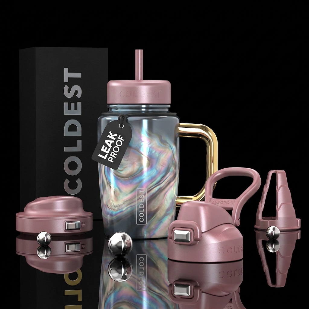 mother of pearl haze swirl on steel gray metallic ... water bottle design