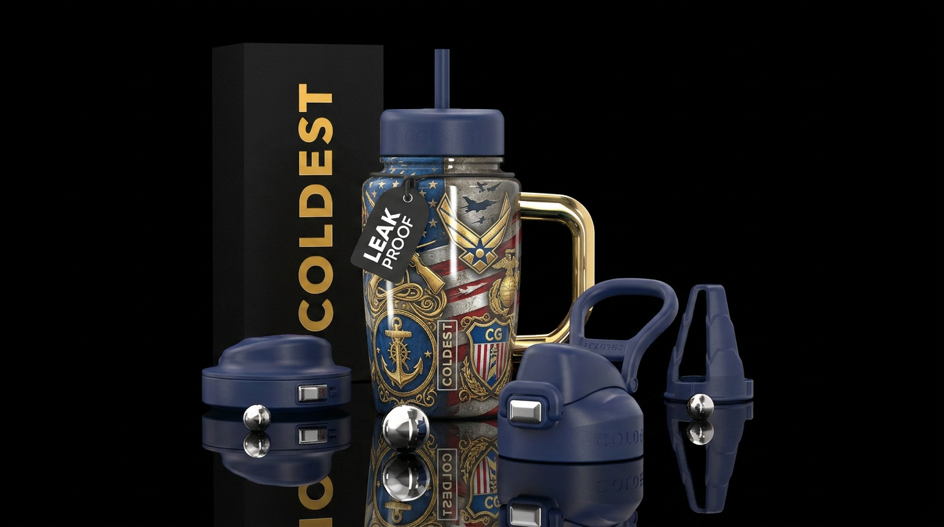 Patriotic representing all branches of the militar... water bottle design