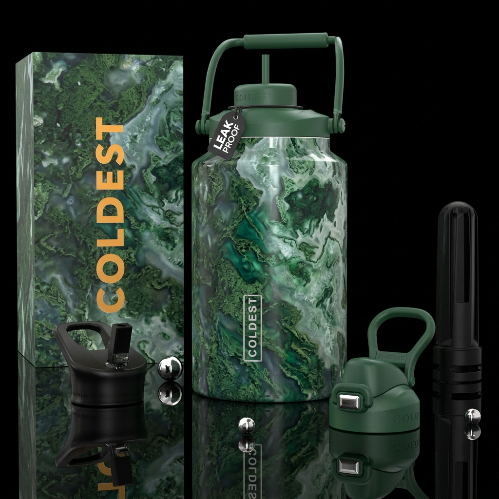 Moss agate water bottle design