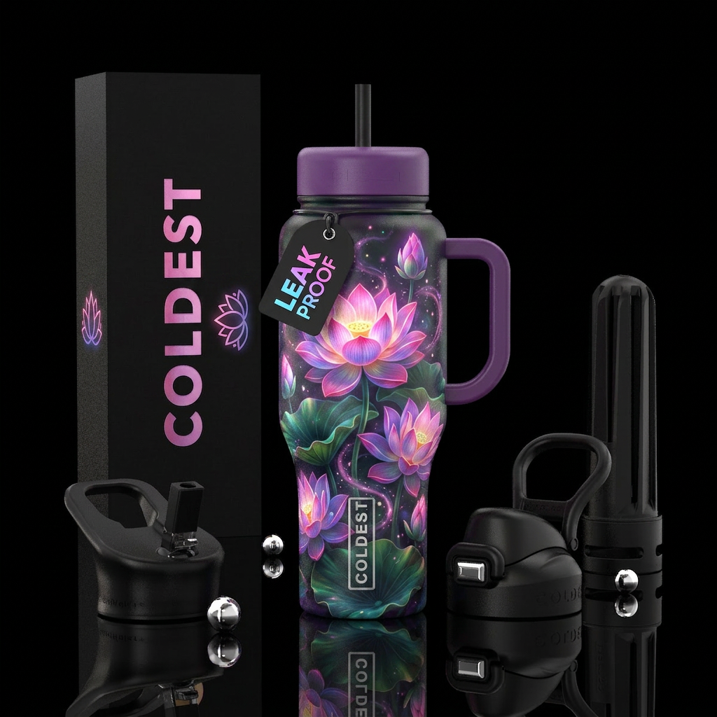 Lotus flower magic water bottle design