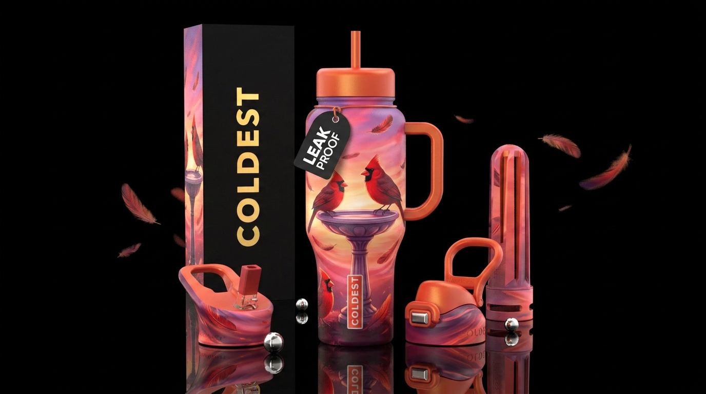 Cardinal bird bird bath sunset breeze water bottle design