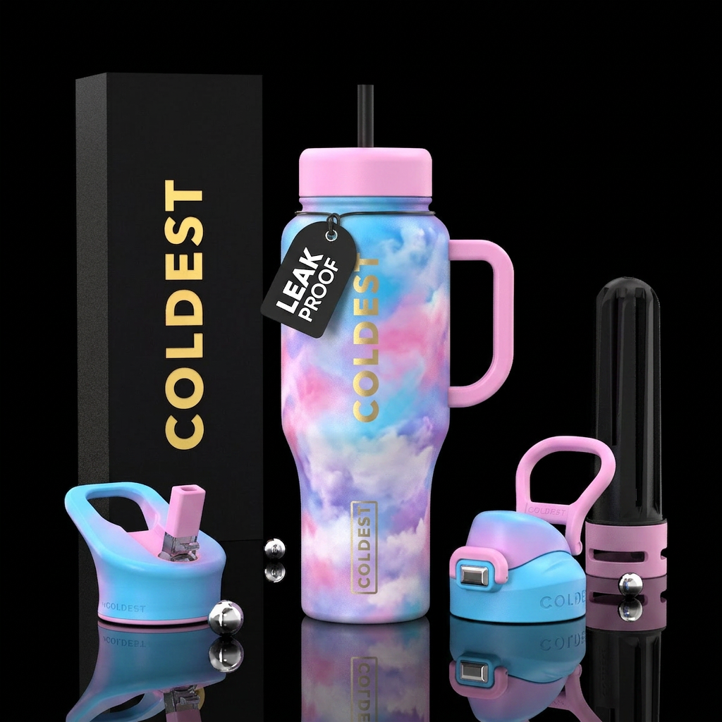 Cotton candy dreams water bottle design