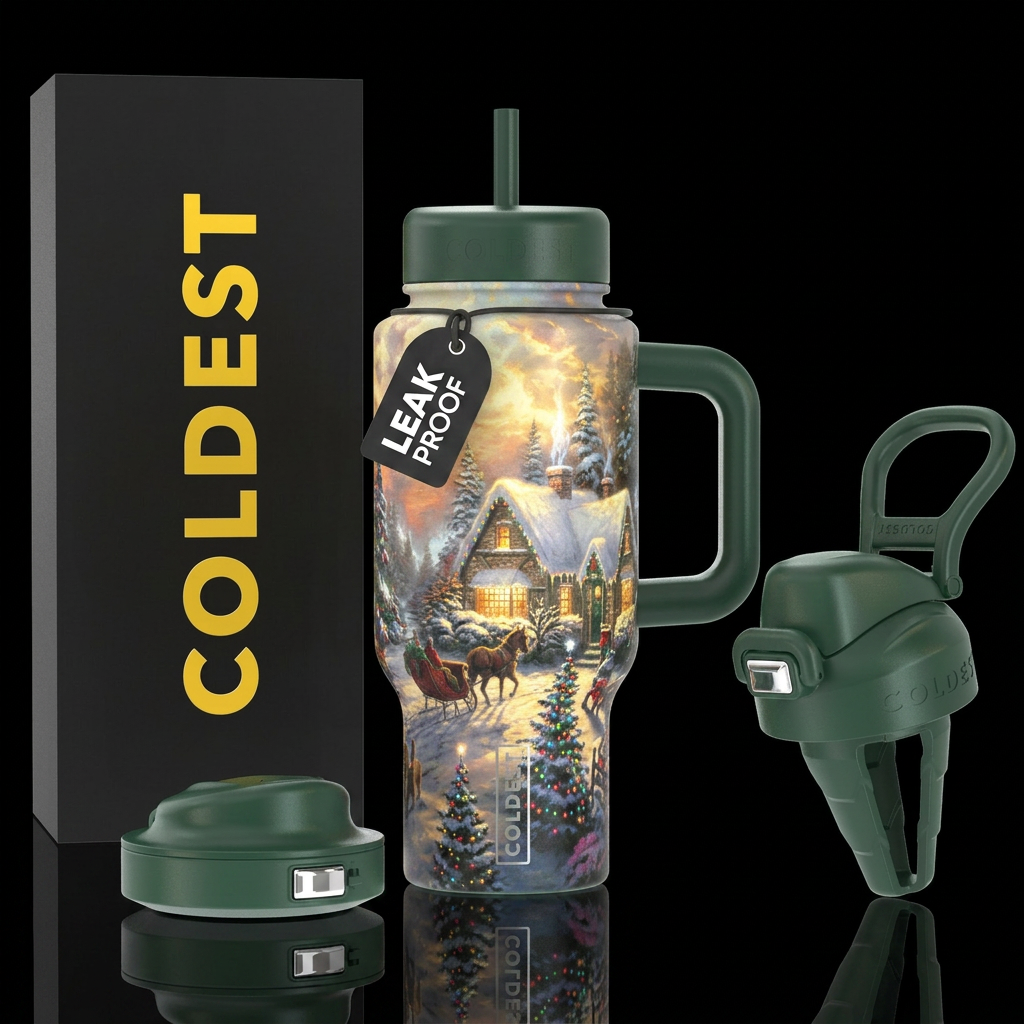 Thomas kincaide christmas landscapes water bottle design