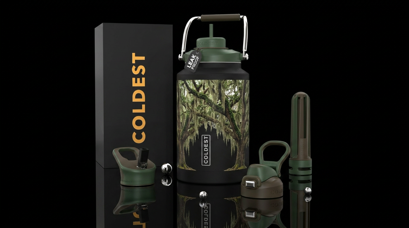 Southern giant live oak trees with Spanish moss water bottle design