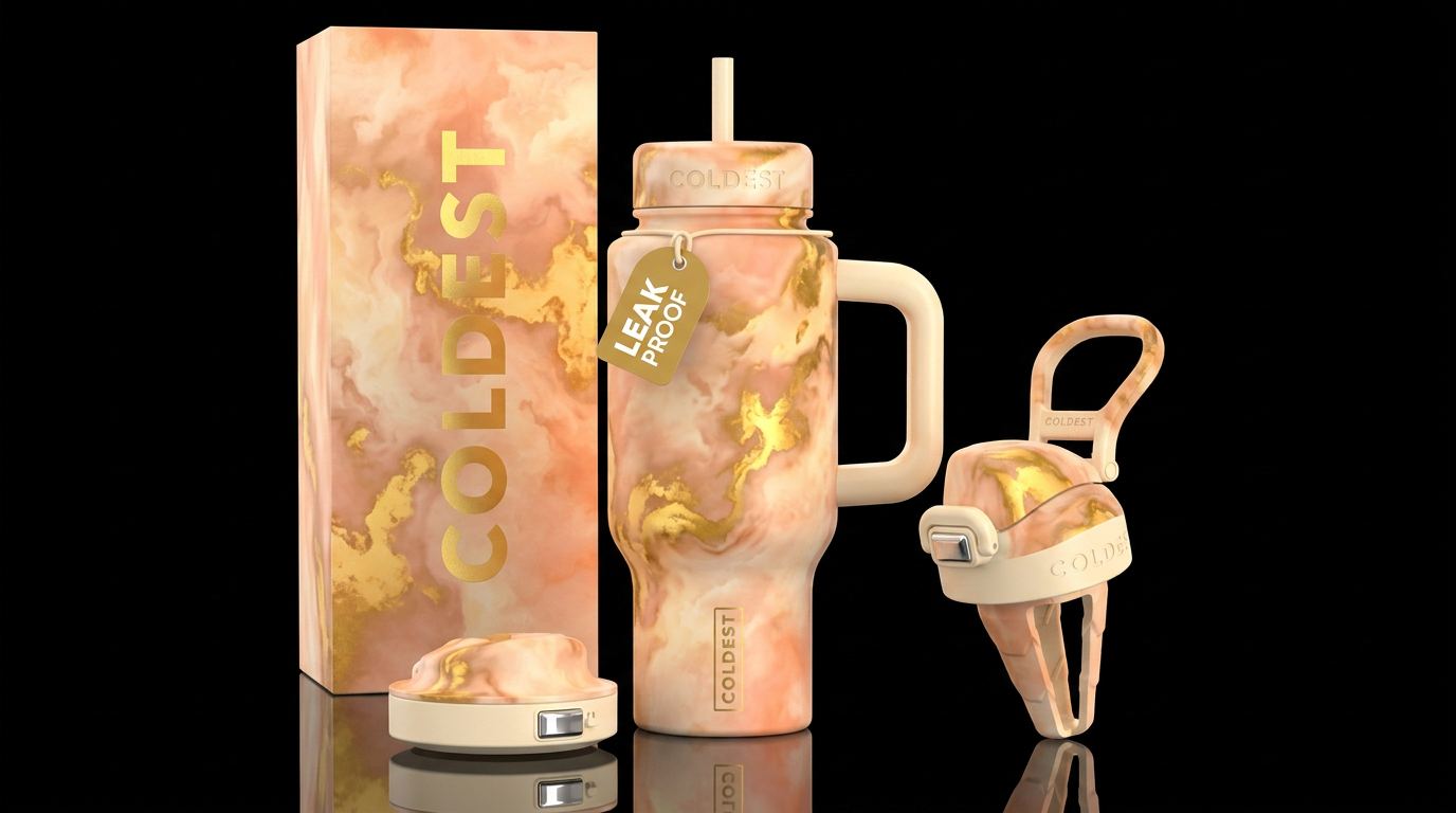 Peaches and cream hazy water bottle design