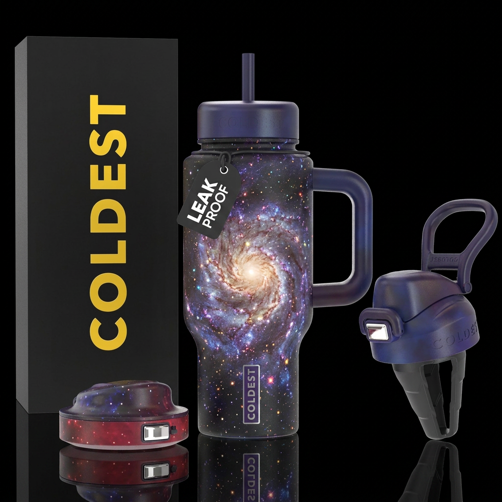 Pinwheel nebula water bottle design
